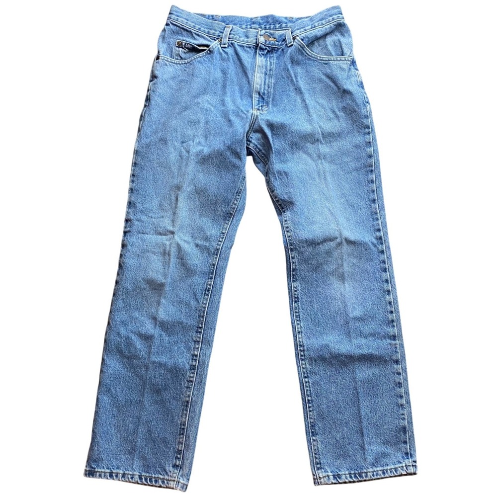 Vintage 90s Lee Straight Leg Jeans Men's 34x30 Blue Denim Retro Light Wash Denim